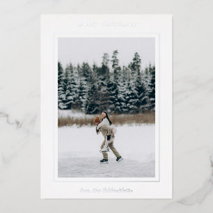Carte De Vœux En Aluminium Photo frontière minimaliste Noël moderne