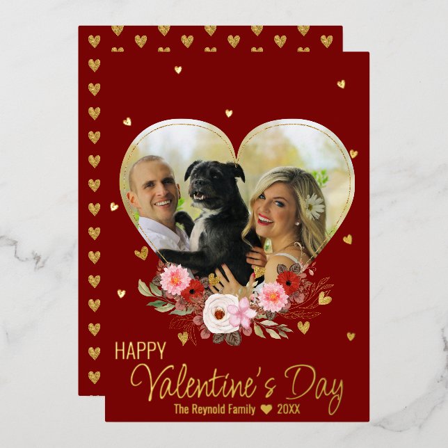 Carte De Vœux En Aluminium Photo Heart Gold Parties scintillant Heart Valenti (Recto/Verso)
