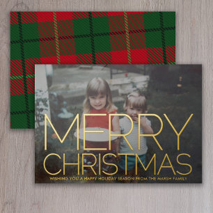 Carte De Vœux En Aluminium Photo horizontale - Plaid vert - Joyeux Noël