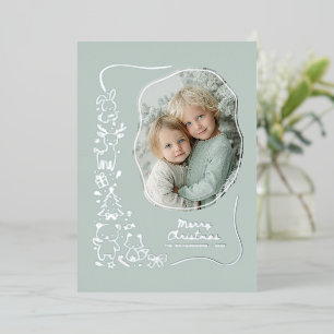 Carte De Vœux En Aluminium Photo   Joyeuse carte de Noël hivernale en forêt