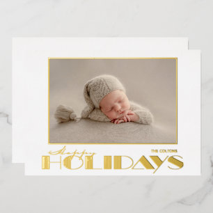 Carte De Vœux En Aluminium Photo Joyeuses Fêtes en Or