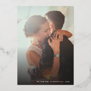 Carte De Vœux En Aluminium Photo mariée et Joyeuse Chic Hand Lettré