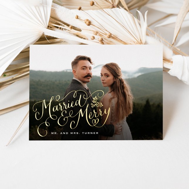 Carte De Vœux En Aluminium Photo mariée et joyeux Letting nouvelle mariée (Créateur téléchargé)