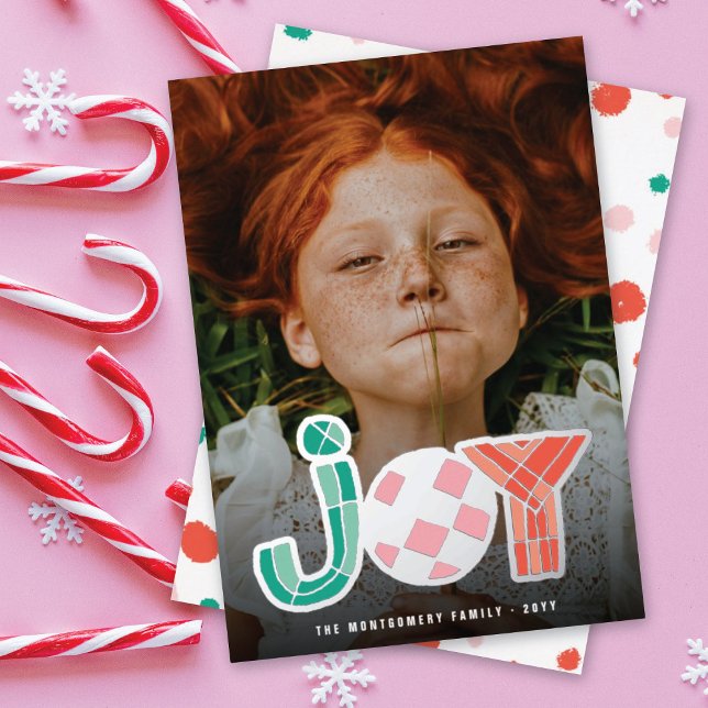 Carte De Vœux En Aluminium Photo Moderne Coloré de Joie Géométrique Épaisse G (Créateur téléchargé)