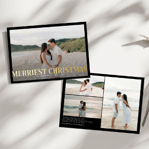 Carte De Vœux En Aluminium Photo moderne des couples de Noël les plus heureux