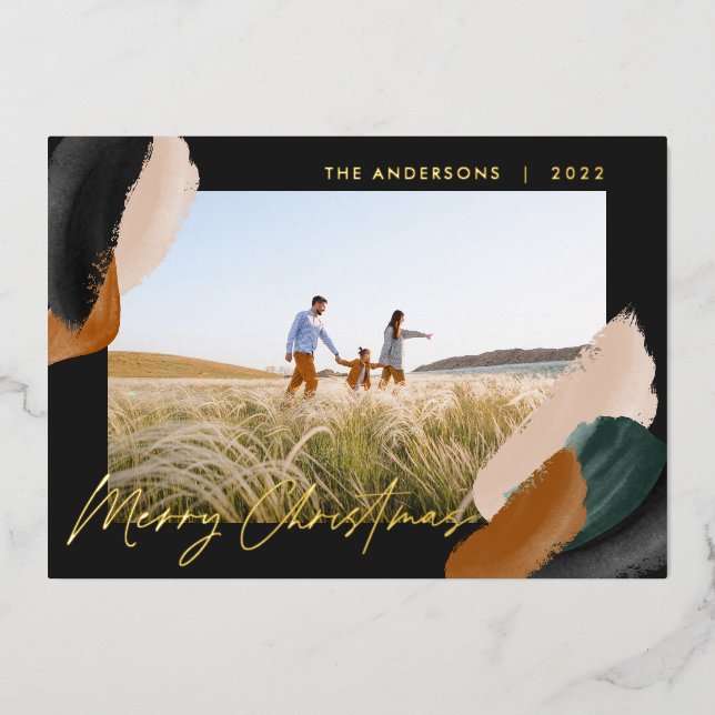 Carte De Vœux En Aluminium Photo moderne minimaliste à l'aquarelle en terre c (Recto)