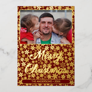 Carte De Vœux En Aluminium Photo moderne Noël élégante flacons de neige borde