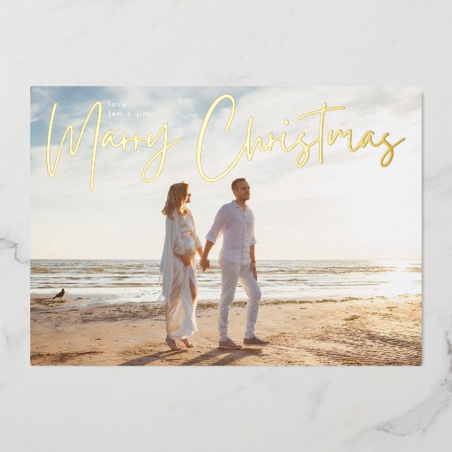 Carte De Vœux En Aluminium Photo Or MARRY MARRY (Recto)
