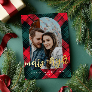 Carte De Vœux En Aluminium Photo Plaid Merry et Bright Arch Frame
