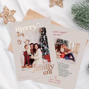 Carte De Vœux En Aluminium Photo Rétro de l'Ère Très Joyeuse Famille