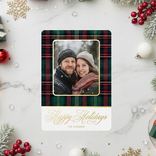 Carte De Vœux En Aluminium Photo Rustique Plaid Noël (Créateur téléchargé)