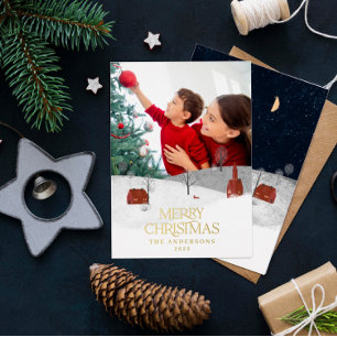 Carte De Vœux En Aluminium Photo traditionnelle élégance rustique neige d'hiv