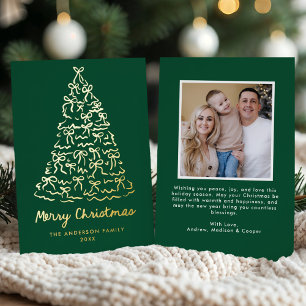 Carte De Vœux En Aluminium Photo verte de l'arbre de Noël lunatique