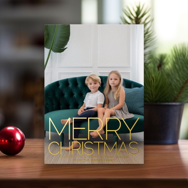 Carte De Vœux En Aluminium Photo verticale - Joyeux Noël - Joie au monde (Modern Christmas Card with Photos)