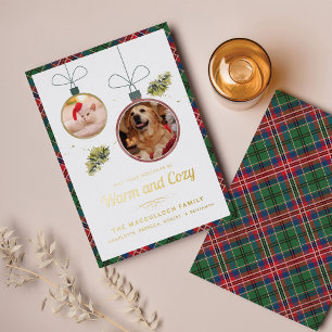 Carte De Vœux En Aluminium Photos de Noël Plaid pour animaux de compagnie Mac