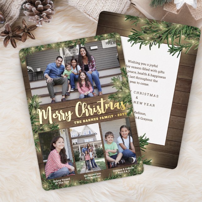 Carte De Vœux En Aluminium Photos et légendes Végétation de Noël Bois et lumi (Créateur téléchargé)