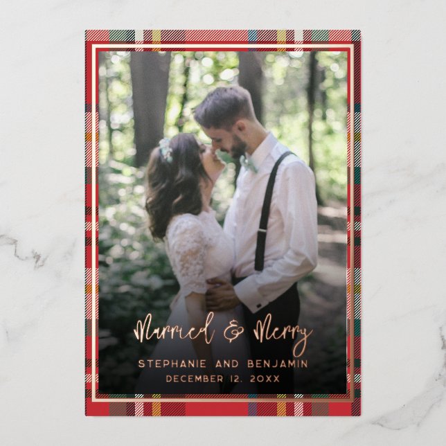 Carte De Vœux En Aluminium Photos mariées et jolies Mariages Rose Gold (Recto)
