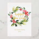 Pin d'aquarelle et Wreath Holly Bonne année