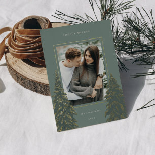 Carte De Vœux En Aluminium Pin d'or   Élégante photo de Noël
