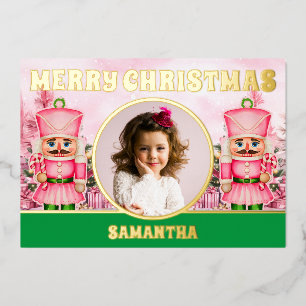 Carte De Vœux En Aluminium Pink Christmas Nutcracker Kids Photo