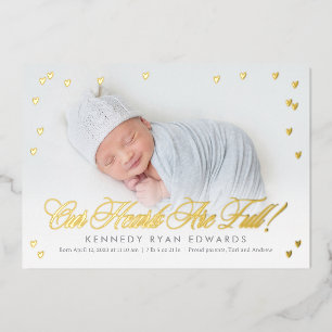 Carte De Vœux En Aluminium Plein Coeur Foil Faire-part de naissance bébé