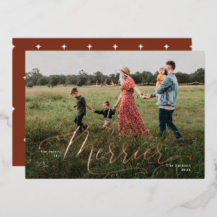 Carte De Vœux En Aluminium Plus, la Merrier 5" x 7" Foil Holiday Card