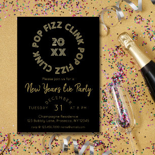 Carte De Vœux En Aluminium Pop Fizz Clink fête du Nouvel An