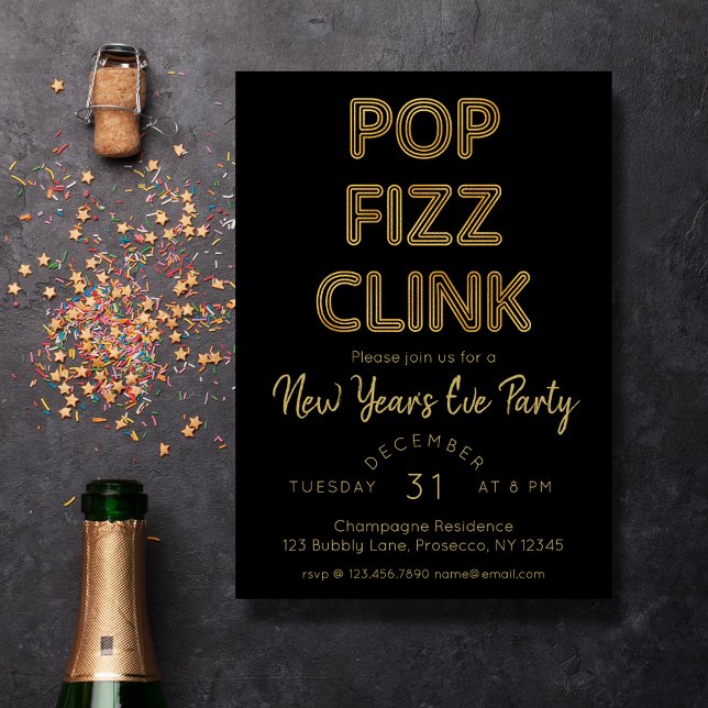 Carte De Vœux En Aluminium Pop Fizz Clink fête du Nouvel An (Créateur téléchargé)