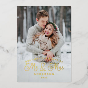 Carte De Vœux En Aluminium Premier Mariage de Noël marié Faire-part