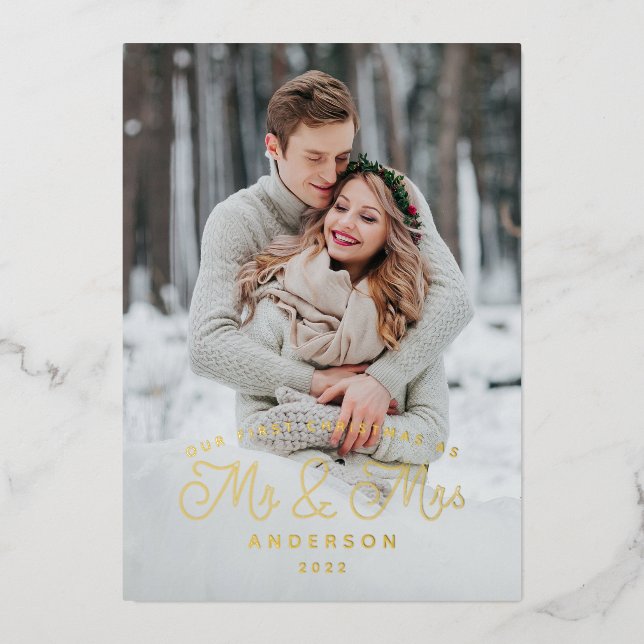 Carte De Vœux En Aluminium Premier Mariage de Noël marié Faire-part (Recto)