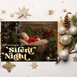 Carte De Vœux En Aluminium Premier Noël minimal Rétro de Noël pour bébé de nu