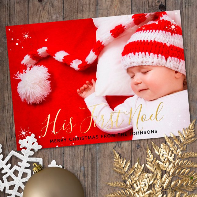 Carte De Vœux En Aluminium Première photo de Noël de Noel Baby (Créateur téléchargé)