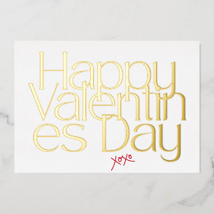 CARTE DE VŒUX EN ALUMINIUM PREMIUM GOLD MODERN XOXO HEART VALENTINES DAME