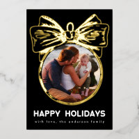 Premium Onyx Golden Multi Photo Ornament Happy