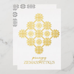 Carte De Vœux En Aluminium Priecigus letton d'or Ziemassvetkus Noël