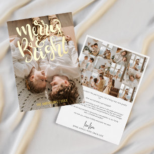 Carte De Vœux En Aluminium Quelle année Joyeux & brillant Multi Photo Noël