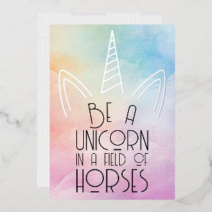 Carte De Vœux En Aluminium Rainbow Pastel Unicorn Affirmation