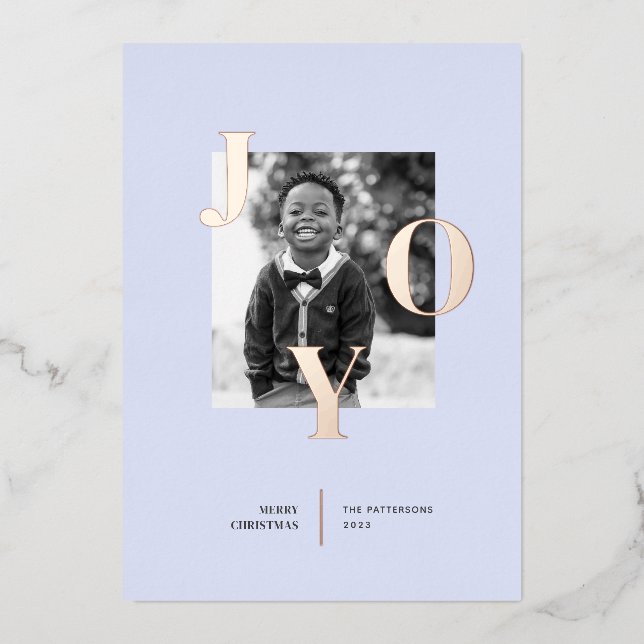 Carte De Vœux En Aluminium Rayonnant Joy Holiday Photo (Recto)