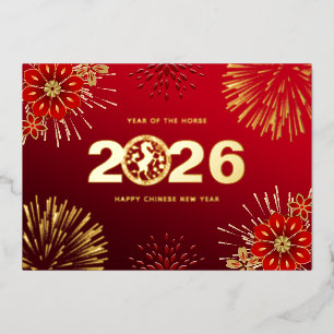 Carte De Vœux En Aluminium Red Gold Joyeux Chinois Nouvel An Rabbit