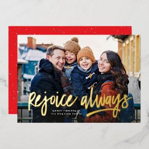 Carte De Vœux En Aluminium Réjouissez toujours religieux une photo Noël