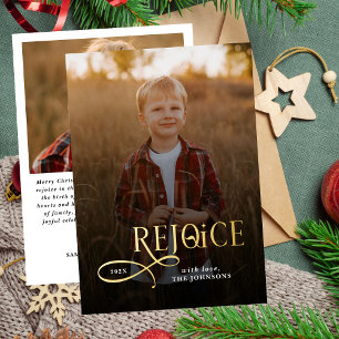 Carte De Vœux En Aluminium Réjouissez-vous Photo de Noël chrétien religieux