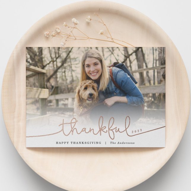 Carte De Vœux En Aluminium Remerciements Rose Gold Foil Thaksgiving Salutatio (Créateur téléchargé)