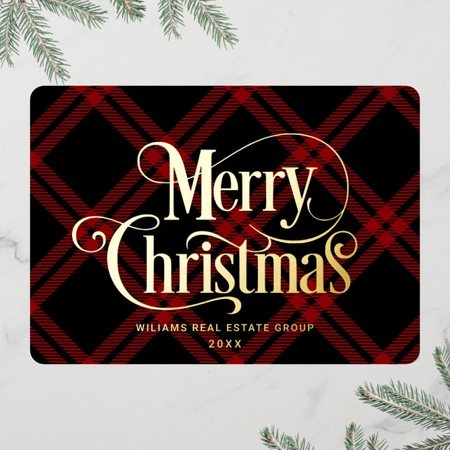 Carte De Vœux En Aluminium Retro Classic Sparkle Merry Christmas Gold (Créateur téléchargé)