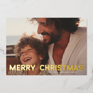 Carte De Vœux En Aluminium Retro Gold BOLD MERRY CHRISTMAS photo