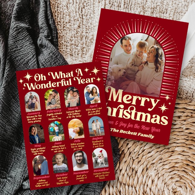 Carte De Vœux En Aluminium Retro Groovy What A Year In Review 12 Photo Arch (Créateur téléchargé)