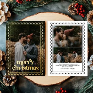 Carte De Vœux En Aluminium Retro Joyeux Noël Famille photo tendance