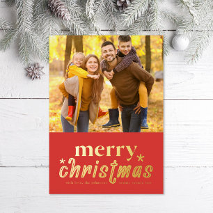 Carte De Vœux En Aluminium Retro Joyeux Noël Photo