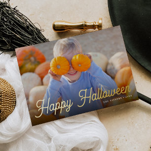 Carte De Vœux En Aluminium Retro Script Halloween Photo