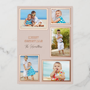 Carte De Vœux En Aluminium Rose et or Rose Multi Photo traditionnel