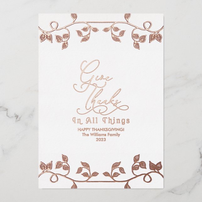 Carte De Vœux En Aluminium Rose Gold Élégant Écriture Remerciements Photo de  (Recto)